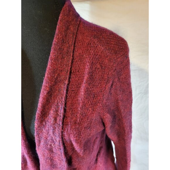 Eileen Fisher open sweater Women Medium Wool Mohair Cashmere Burgandy - Picture 2 of 7